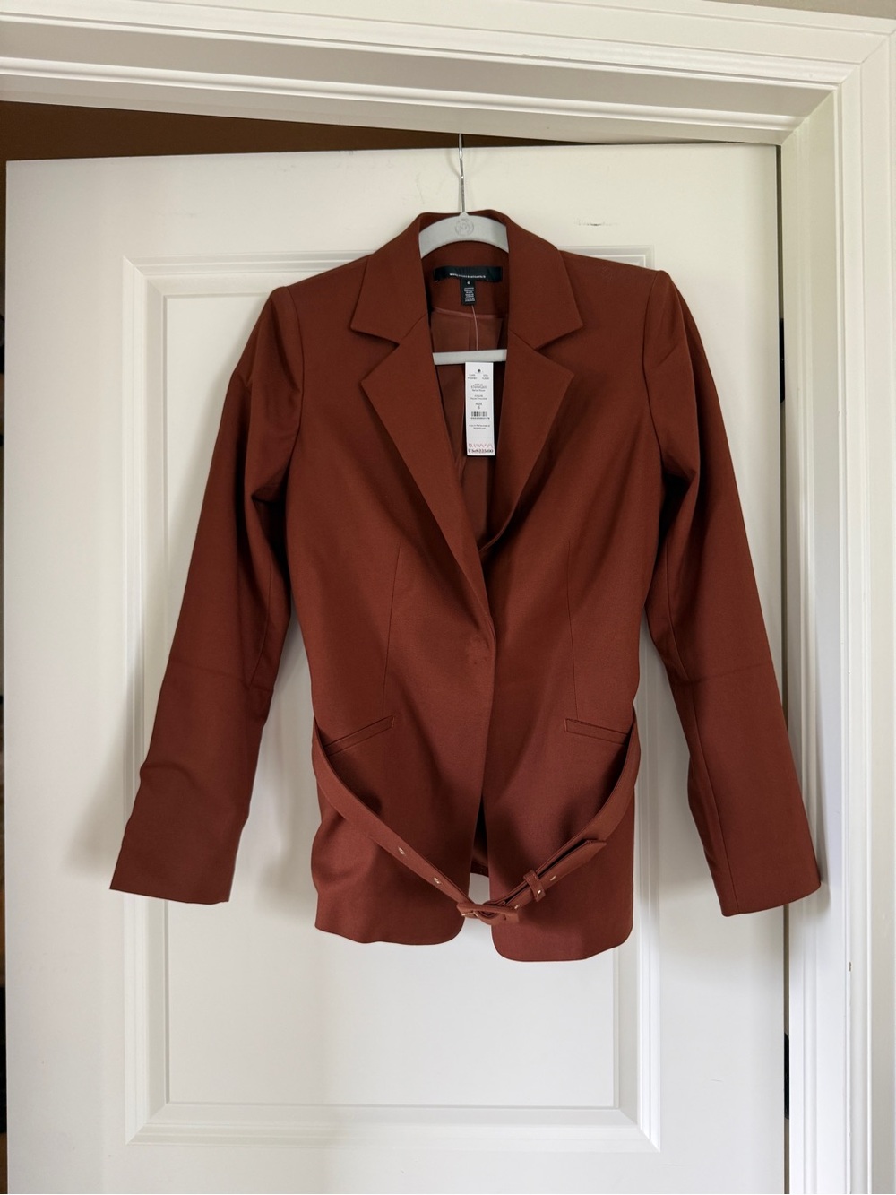 White House Black Market Belted Blazer Jacket in Haute Chocolate